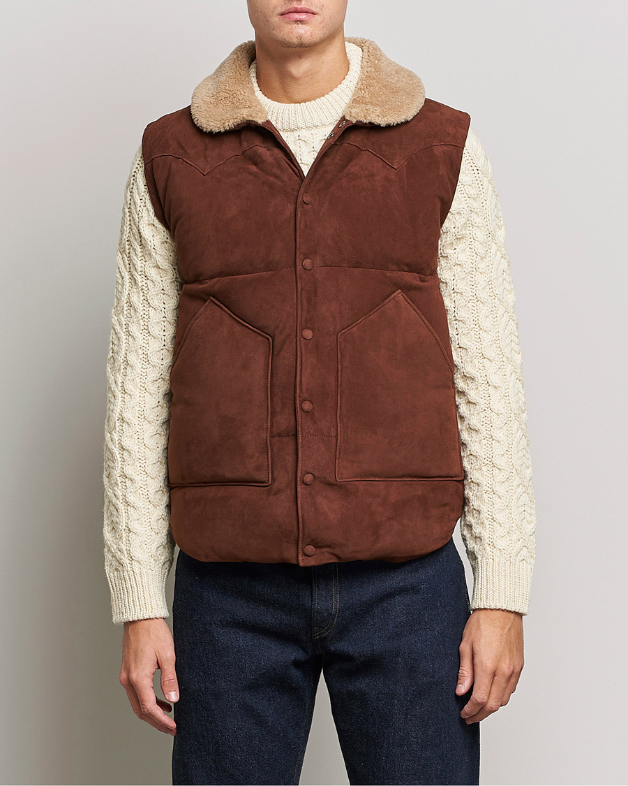 Hombres | Abrigos y chaquetas | Valstar | Suede Shearling Vest Dark Brown