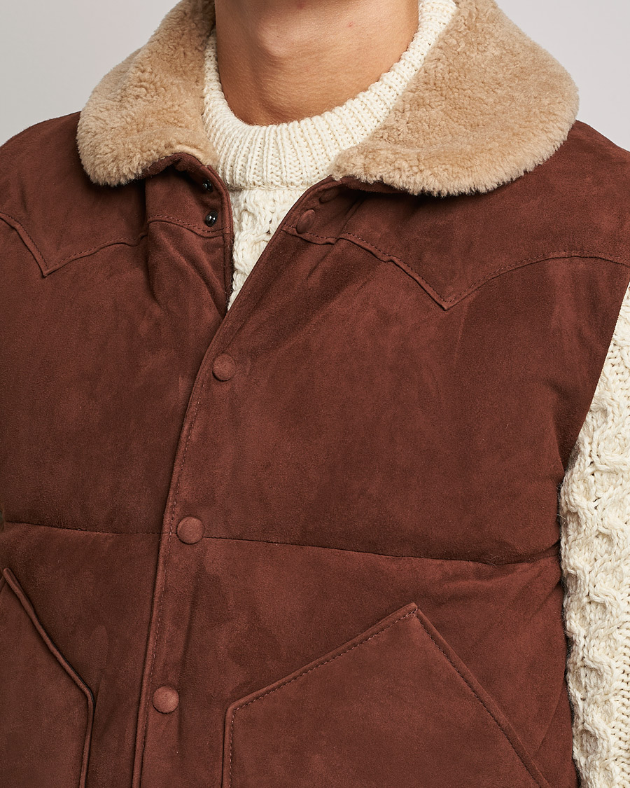 Hombres | Abrigos y chaquetas | Valstar | Suede Shearling Vest Dark Brown