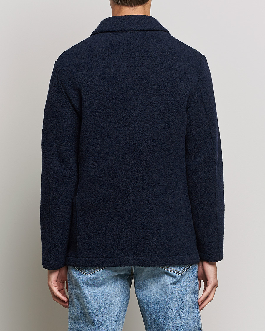 Hombres | Camisas | Harris Wharf London | Harrington Wool Boucleè Shirt Jacket Navy