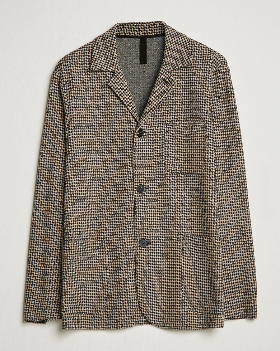 Hombres | Blazers | Harris Wharf London | Dropped Shoulder Houndstooth Jacket Beige
