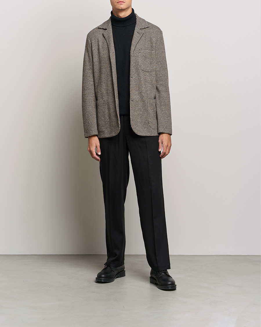Hombres | Blazers | Harris Wharf London | Dropped Shoulder Houndstooth Jacket Beige