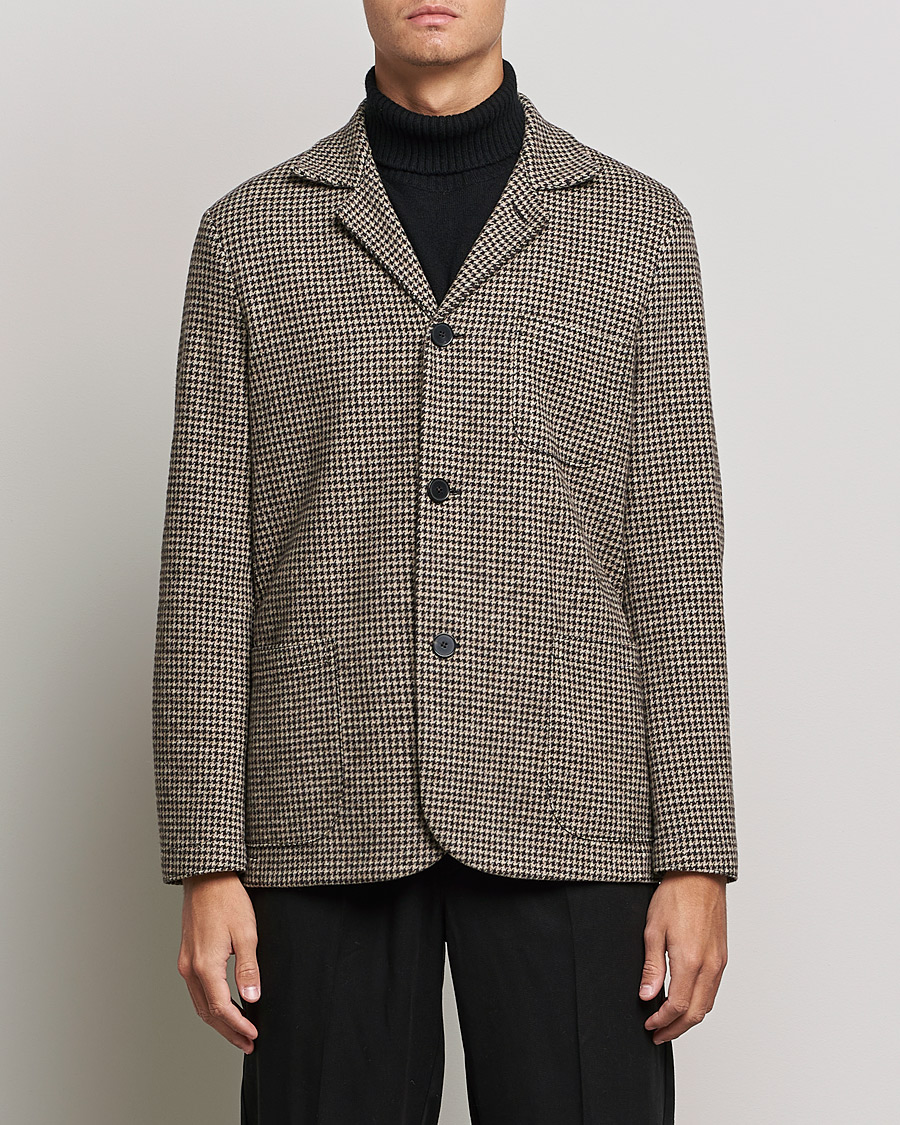 Hombres | Blazers | Harris Wharf London | Dropped Shoulder Houndstooth Jacket Beige