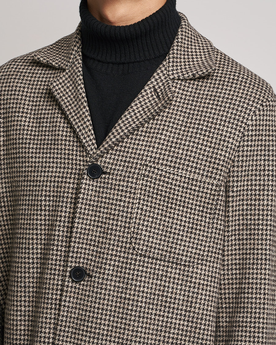 Hombres | Blazers | Harris Wharf London | Dropped Shoulder Houndstooth Jacket Beige