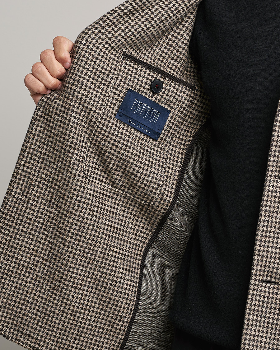 Hombres | Blazers | Harris Wharf London | Dropped Shoulder Houndstooth Jacket Beige