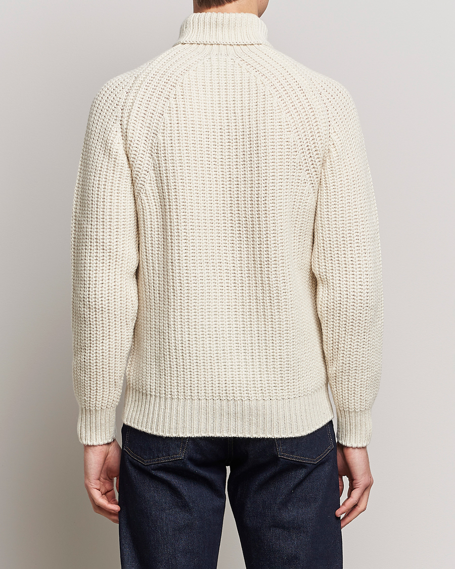 Hombres | Jerséis y prendas de punto | Drake's | Lambswool Heavy Submariner Roll Neck White