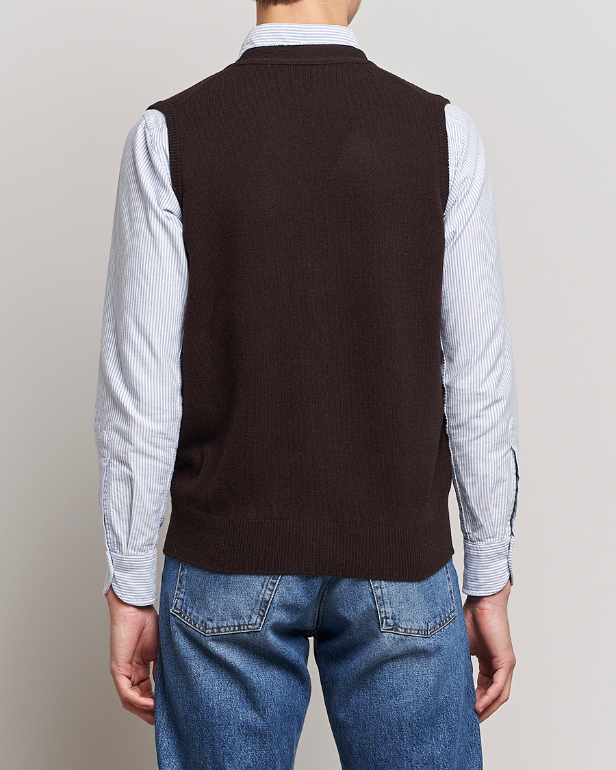 Hombres | Jerséis y prendas de punto | Drake's | Lambswool Vest Cardigan Brown
