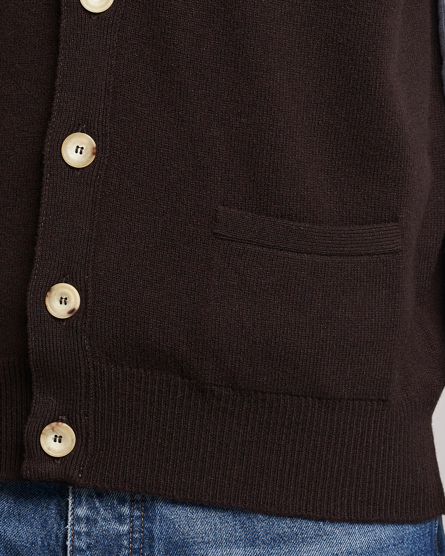 Hombres | Jerséis y prendas de punto | Drake's | Lambswool Vest Cardigan Brown