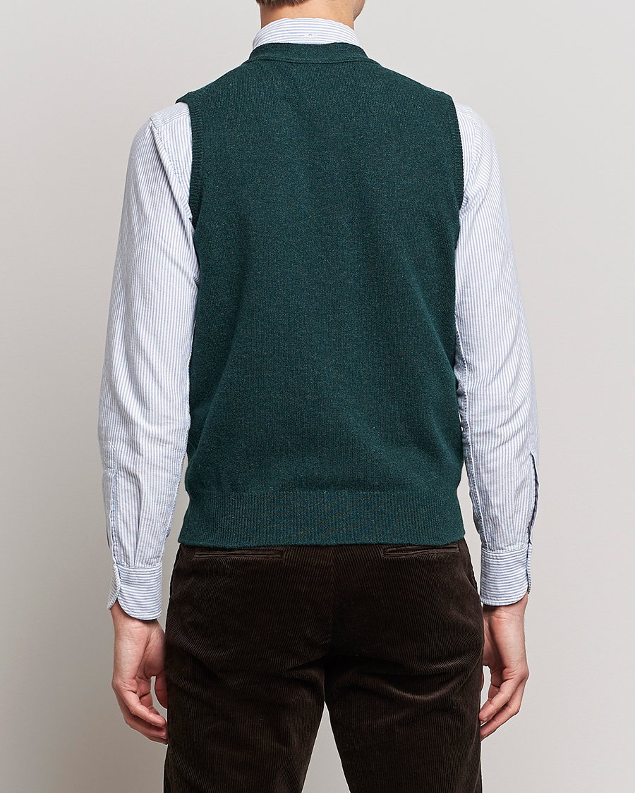 Hombres | Jerséis y prendas de punto | Drake's | Lambswool Vest Cardigan Green
