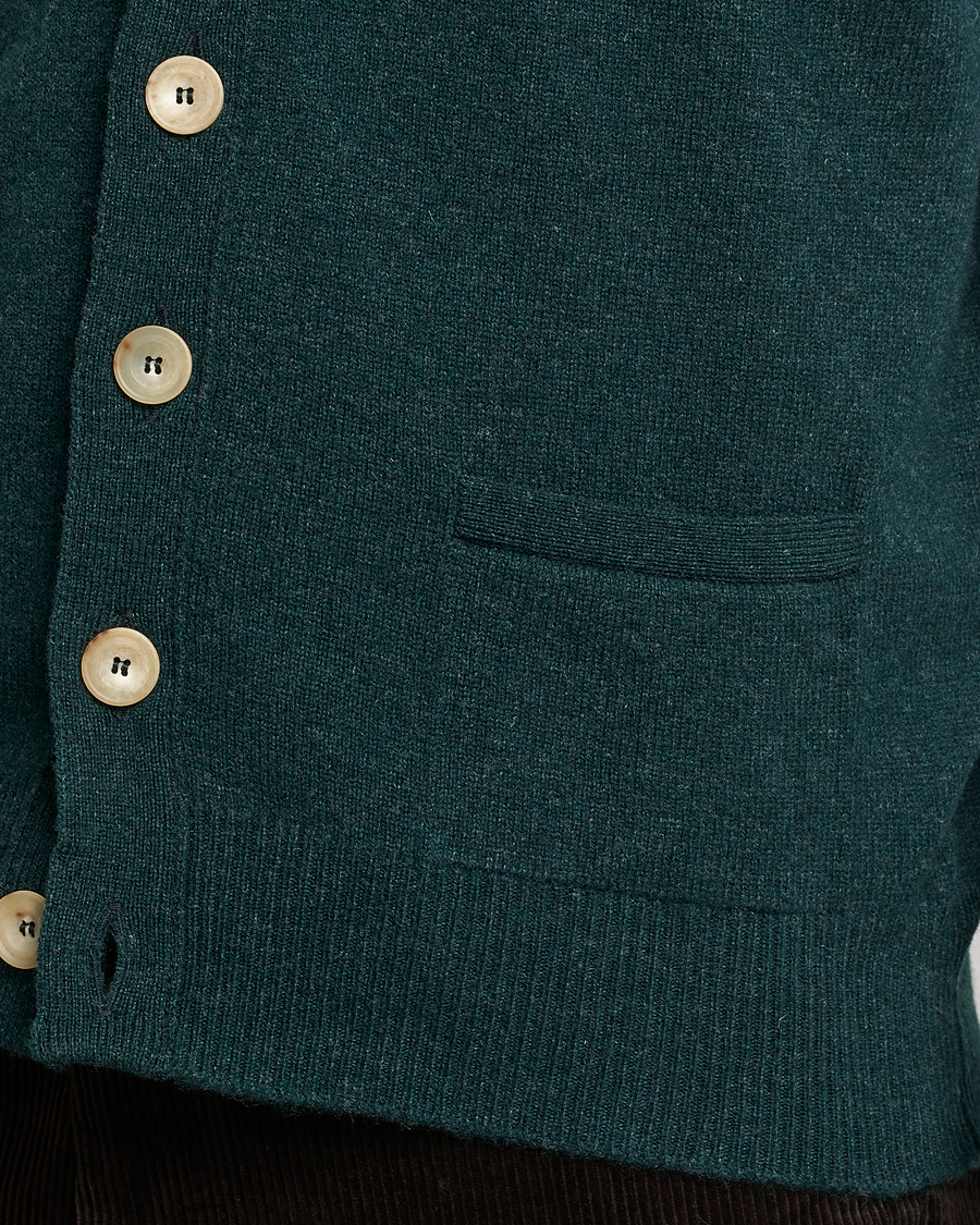 Hombres | Jerséis y prendas de punto | Drake's | Lambswool Vest Cardigan Green