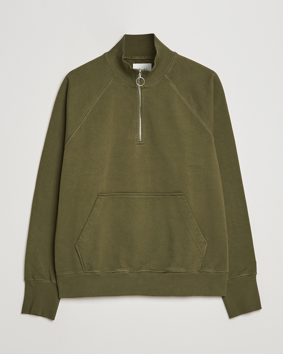 Hombres | Jerséis y prendas de punto | Drake's | Quarter Zip Sweatshirt Green