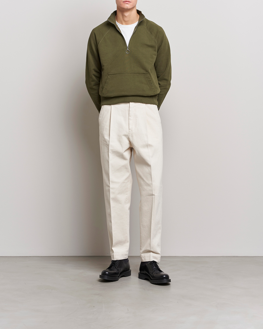Hombres | Jerséis y prendas de punto | Drake's | Quarter Zip Sweatshirt Green