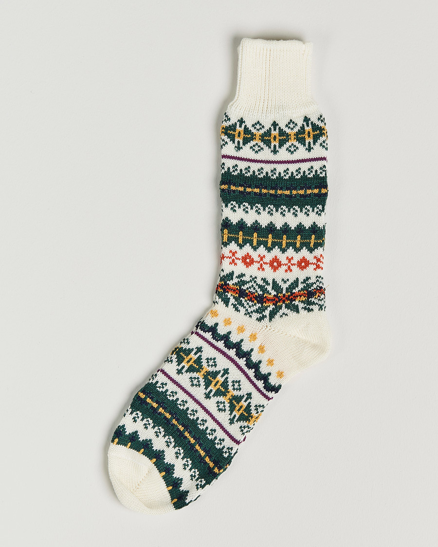 Hombres | Ropa interior y calcetines | Drake's | Fairisle Wool/Cotton Socks Ecru