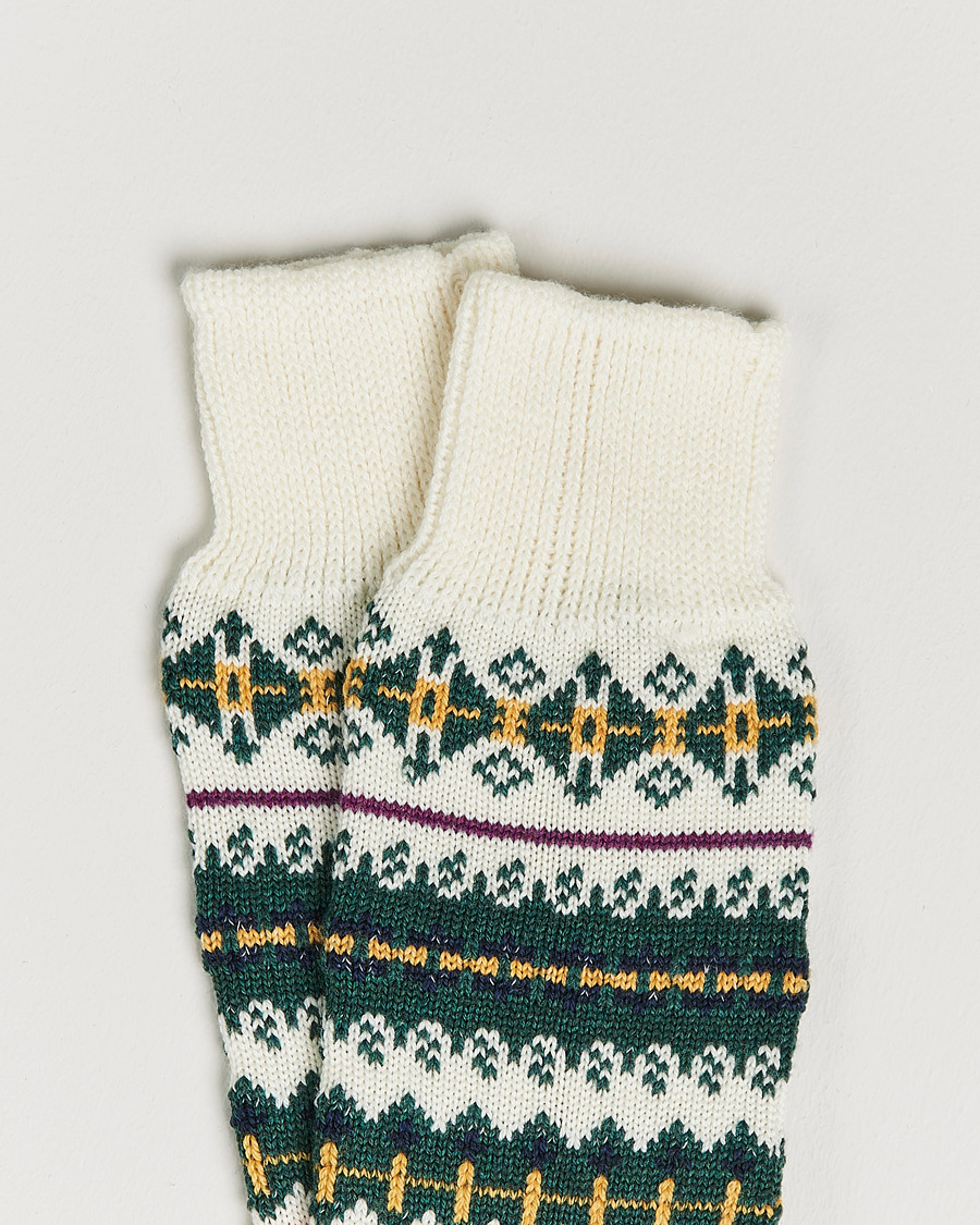 Hombres | Ropa interior y calcetines | Drake's | Fairisle Wool/Cotton Socks Ecru