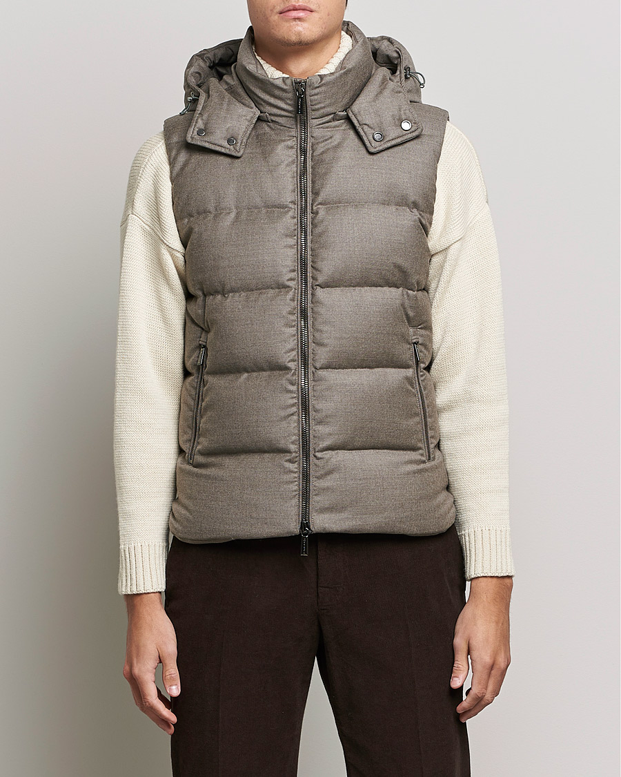 Hombres | Abrigos y chaquetas | MooRER | Fire Wool/Cashmere Hooded Vest Beige