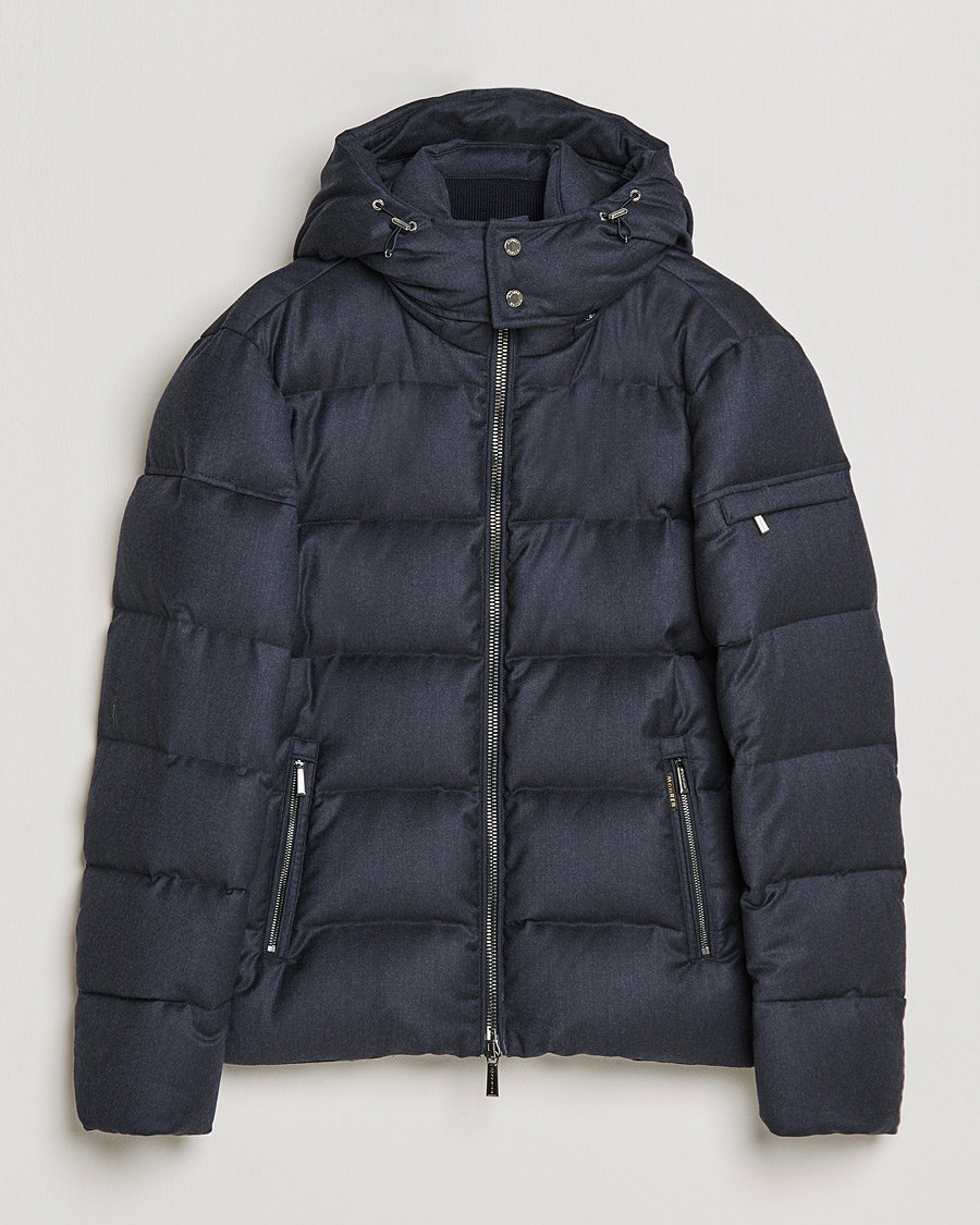 Hombres | Abrigos y chaquetas | MooRER | Brett Wool/Cashmere Hooded Jacket Blue Grey