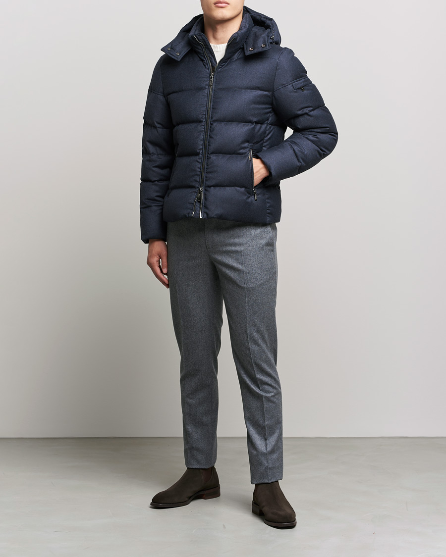 Hombres | Abrigos y chaquetas | MooRER | Brett Wool/Cashmere Hooded Jacket Blue Grey