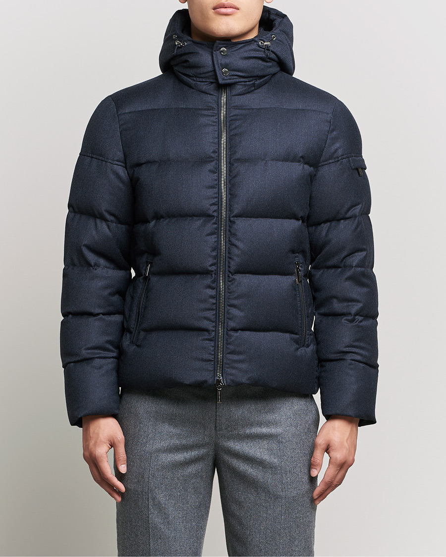 Hombres | Abrigos y chaquetas | MooRER | Brett Wool/Cashmere Hooded Jacket Blue Grey