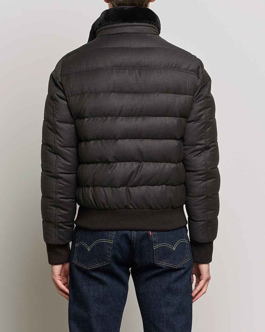 Hombres | Abrigos y chaquetas | MooRER | Fantoni Wool/Cashmere Suede Bomber Jacket Dark Brown