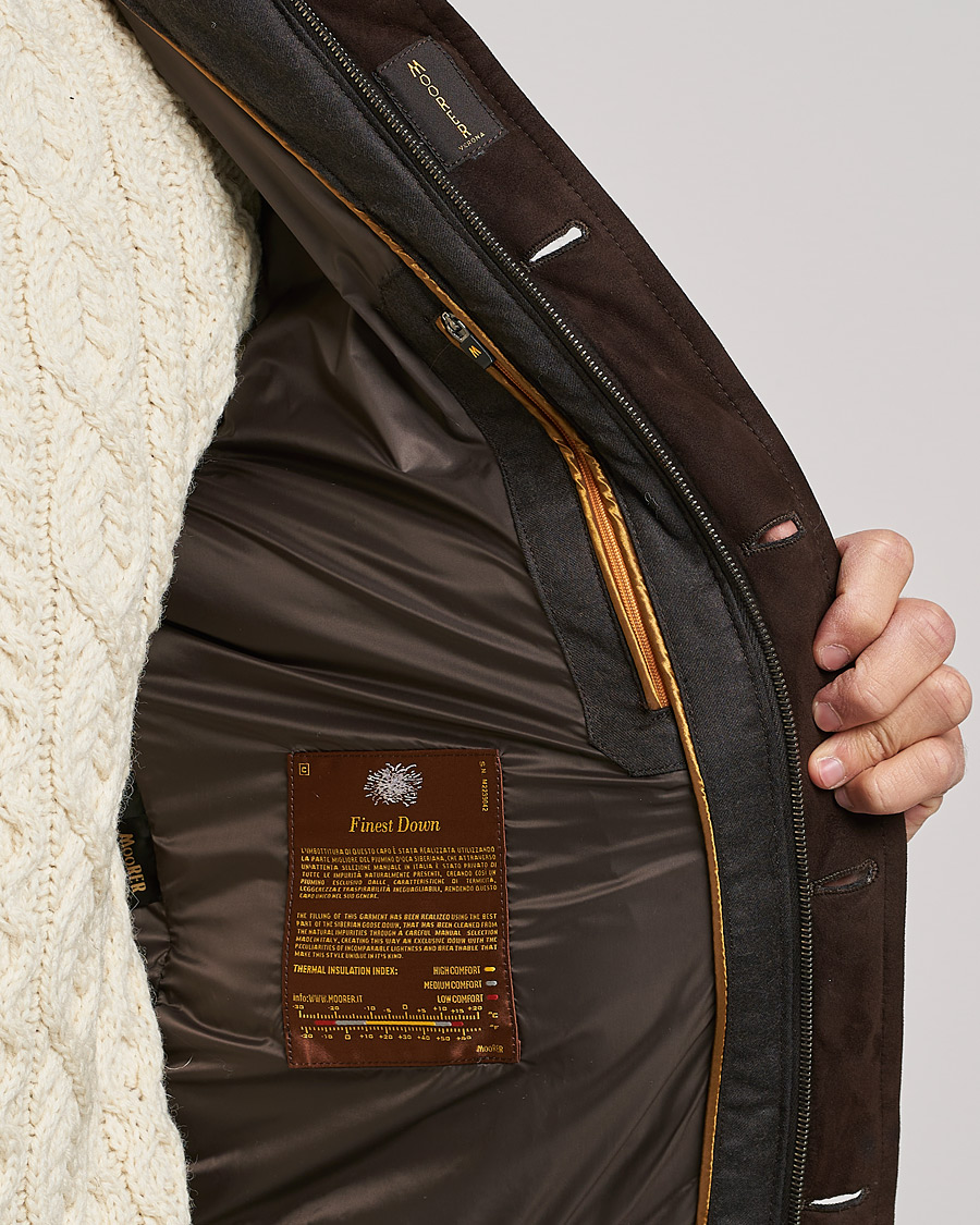 Hombres | Abrigos y chaquetas | MooRER | Fantoni Wool/Cashmere Suede Bomber Jacket Dark Brown