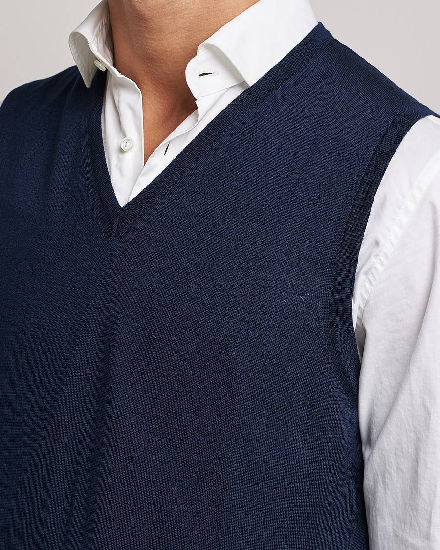 Hombres | Jerséis y prendas de punto | Stenströms | Merino Slipover Navy