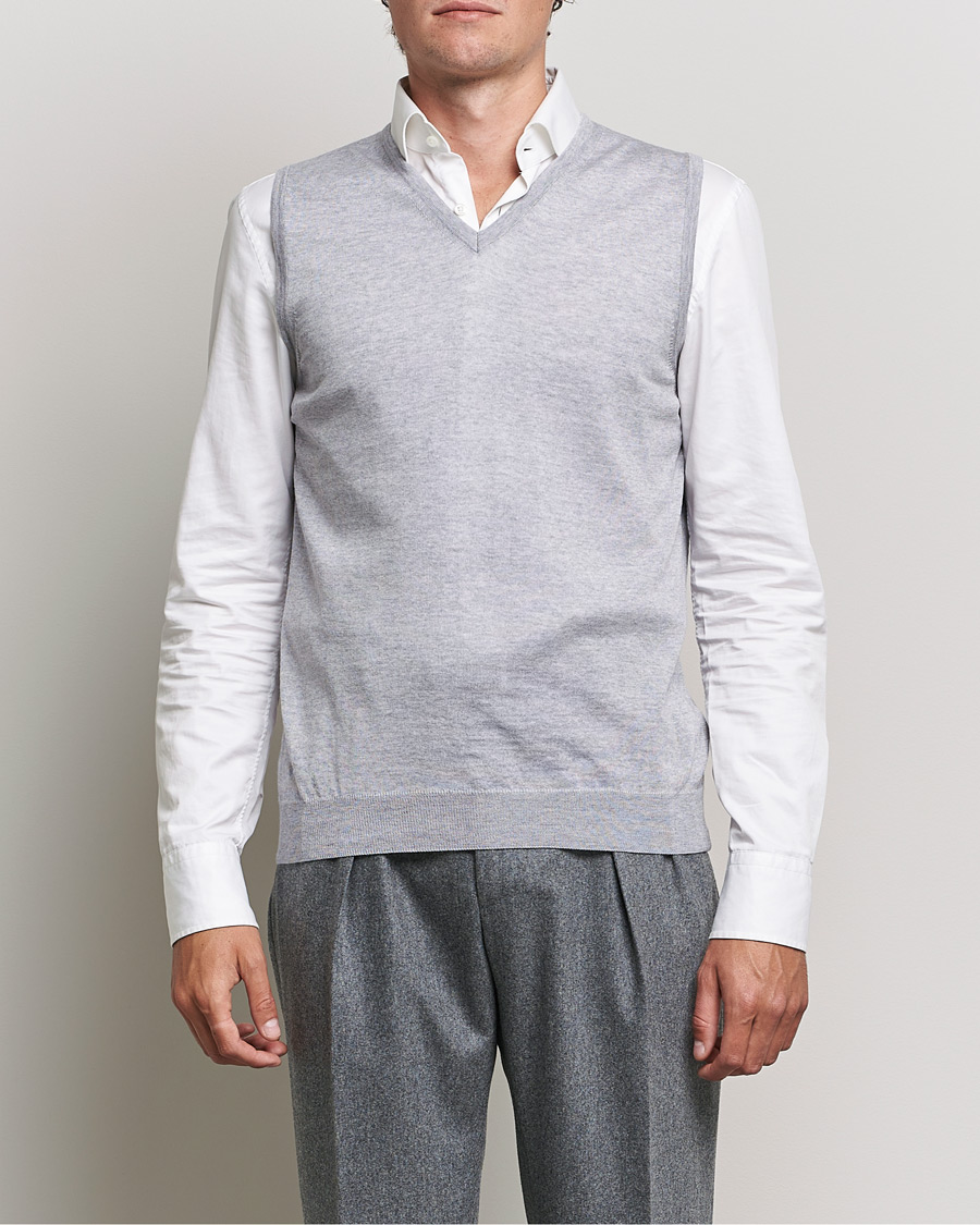 Hombres | Jerséis y prendas de punto | Stenströms | Merino Slipover Light Grey