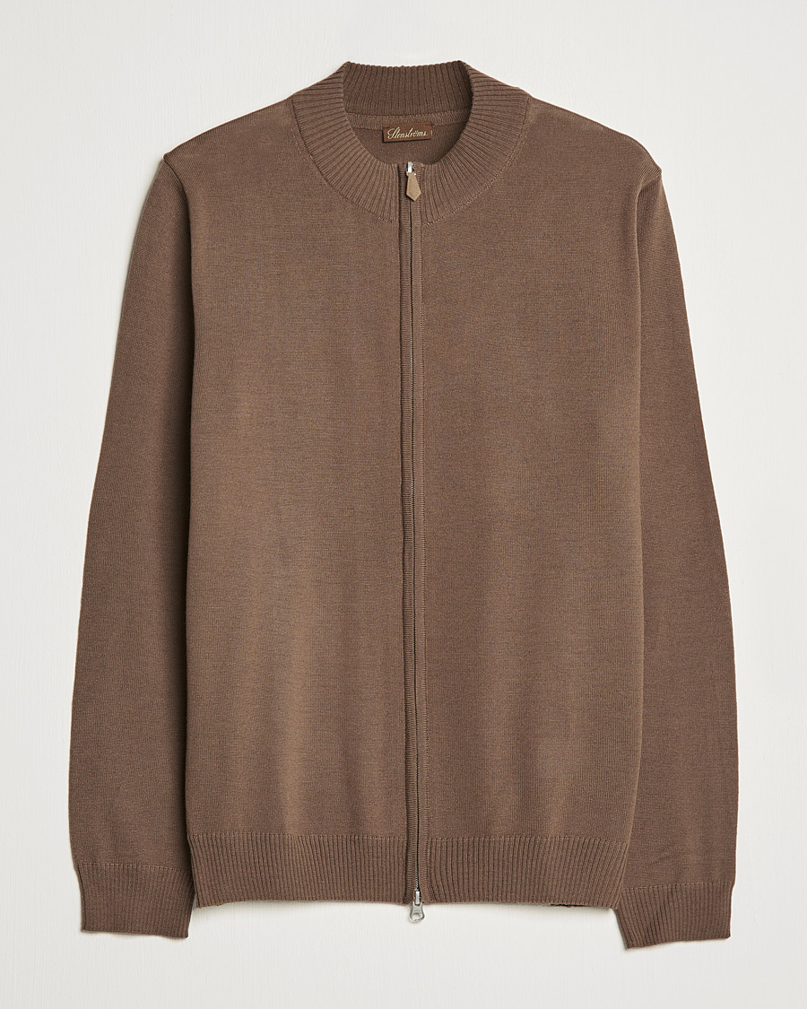 Hombres | Jerséis y prendas de punto | Stenströms | Merino Full Zip Brown