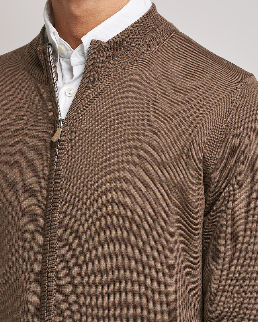 Hombres | Jerséis y prendas de punto | Stenströms | Merino Full Zip Brown