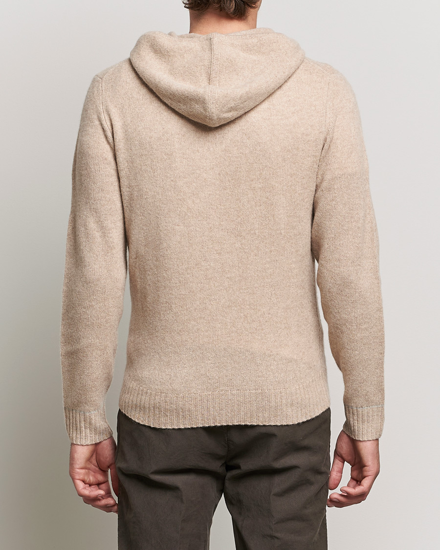 Hombres | Jerséis y prendas de punto | Stenströms | Yak/Merino Full Zip Hoodie Beige