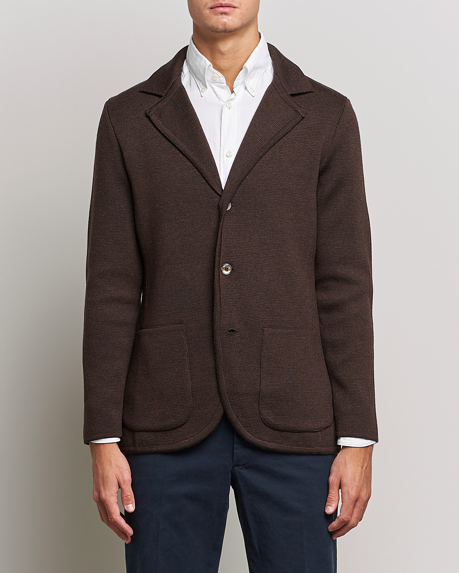 Hombres | Blazers | Stenströms | Milano Knitted Merino Blazer Brown