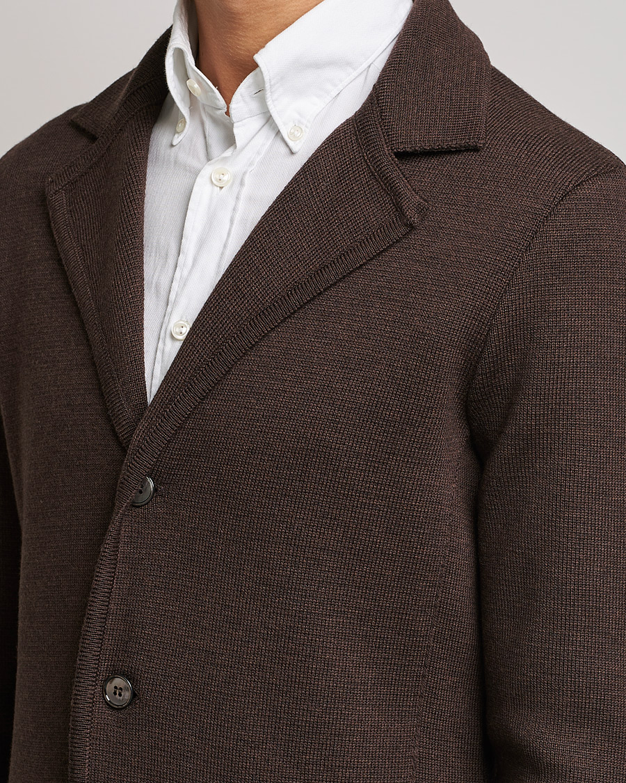 Hombres | Blazers | Stenströms | Milano Knitted Merino Blazer Brown