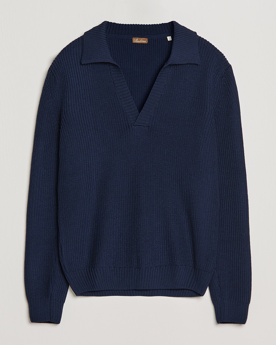 Hombres | Jerséis y prendas de punto | Stenströms | Chunky Merino Polo Navy
