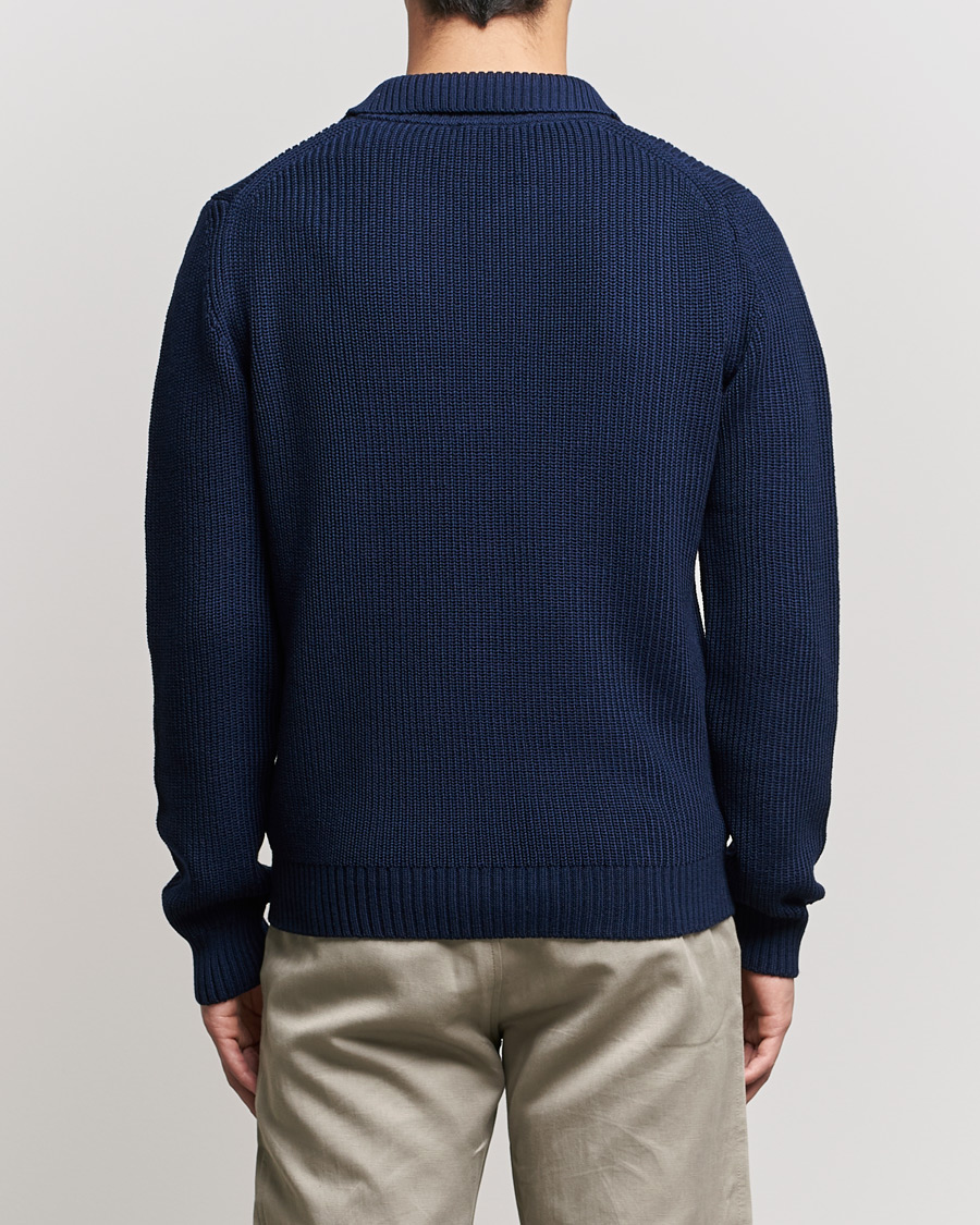 Hombres | Jerséis y prendas de punto | Stenströms | Chunky Merino Polo Navy