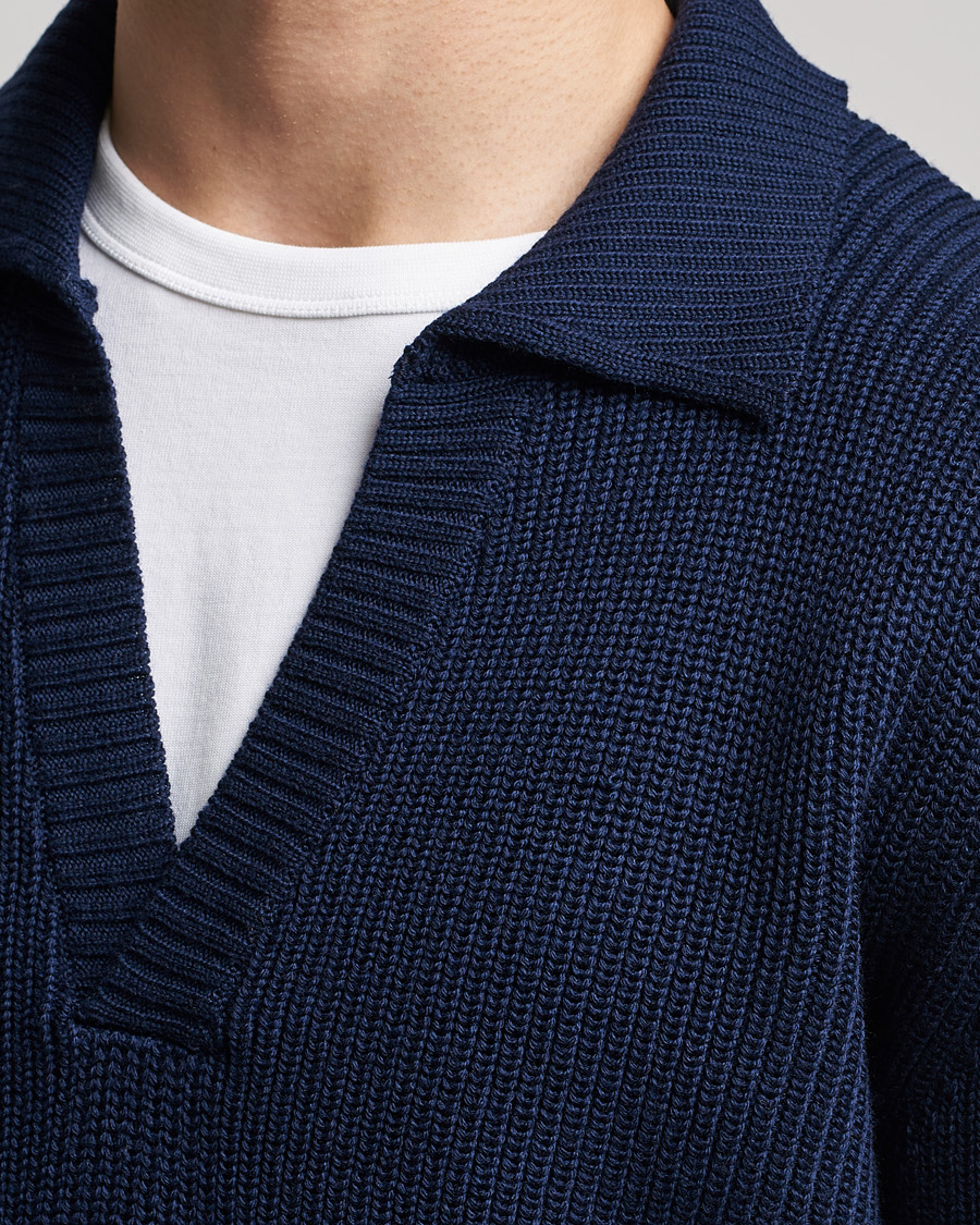 Hombres | Jerséis y prendas de punto | Stenströms | Chunky Merino Polo Navy