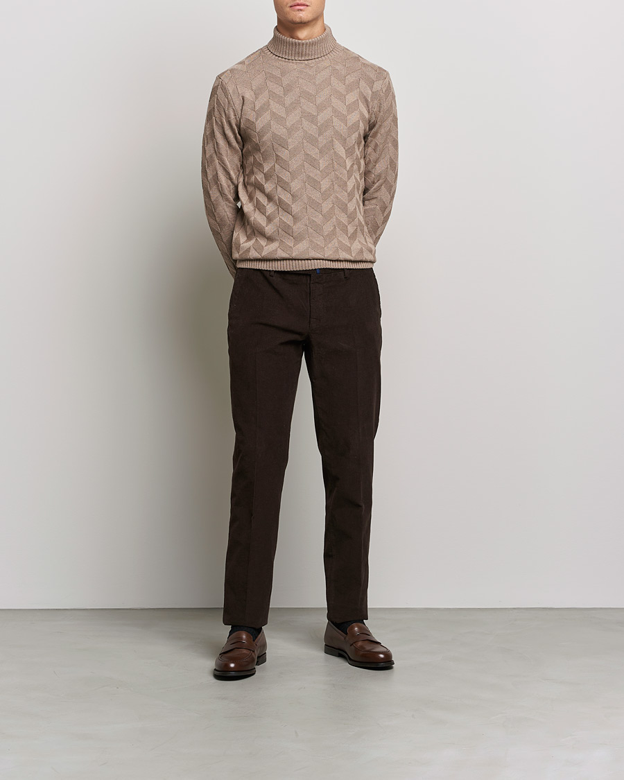 Hombres | Jerséis y prendas de punto | Stenströms | Chunky Merino Structured Rollneck Camel