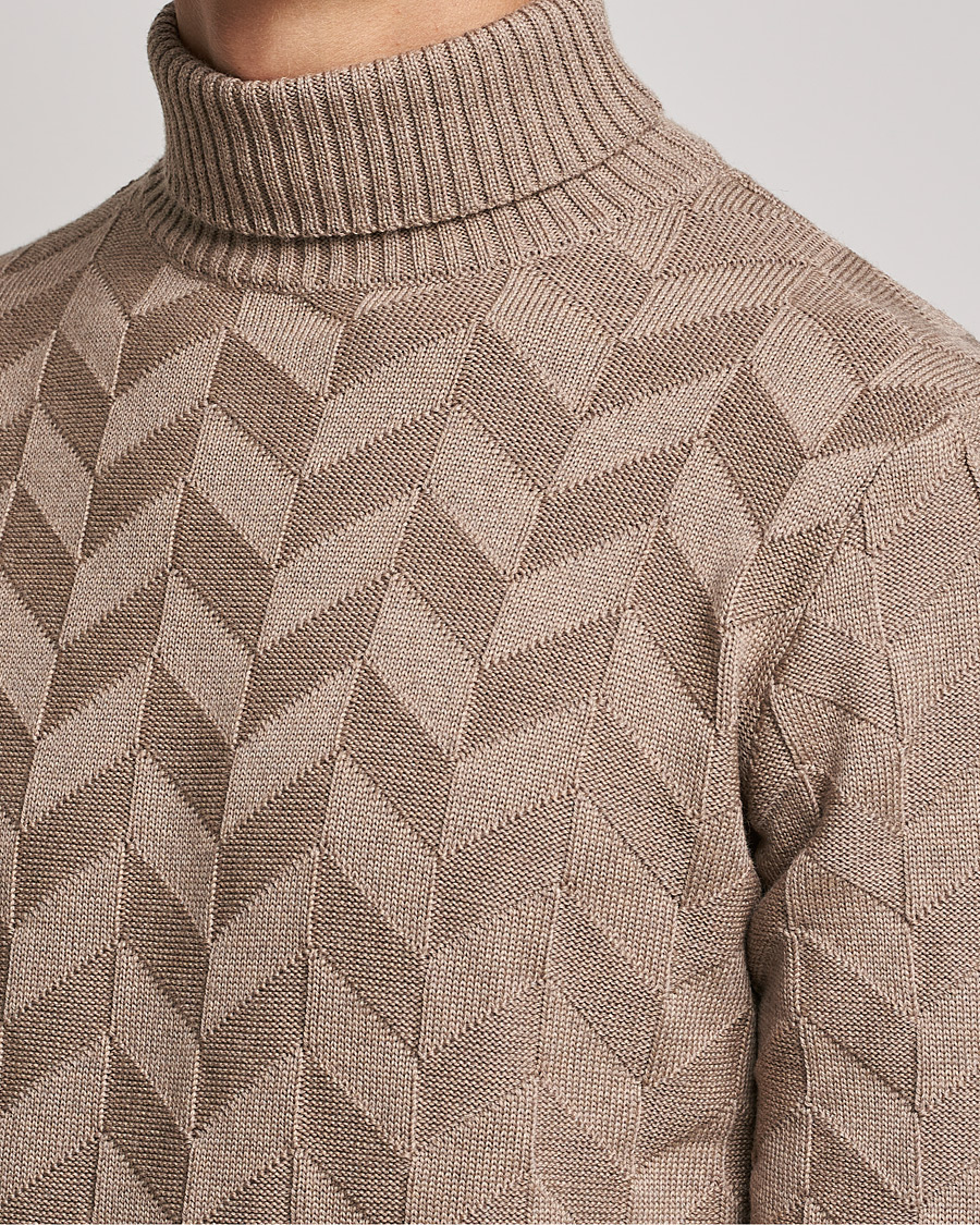 Hombres | Jerséis y prendas de punto | Stenströms | Chunky Merino Structured Rollneck Camel