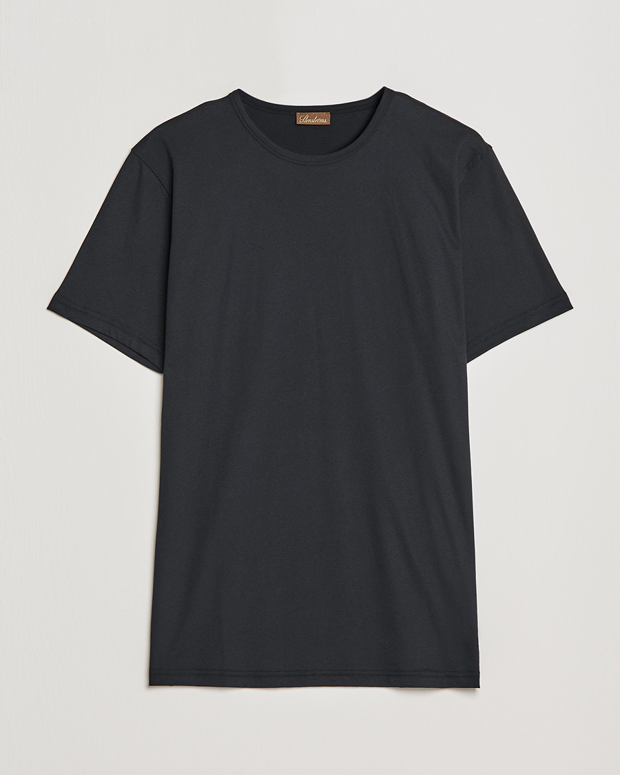 Hombres | Camisetas | Stenströms | Solid Cotton T-Shirt Black