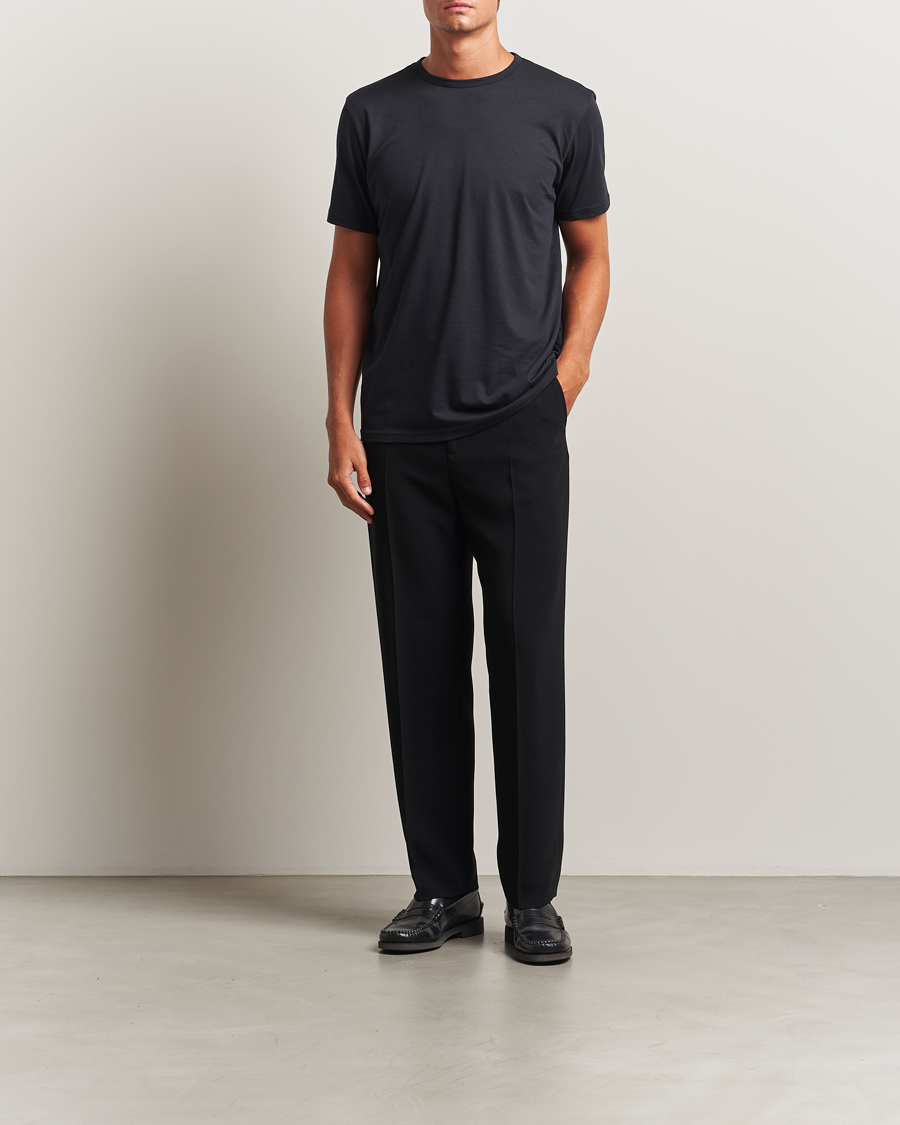 Hombres | Camisetas | Stenströms | Solid Cotton T-Shirt Black