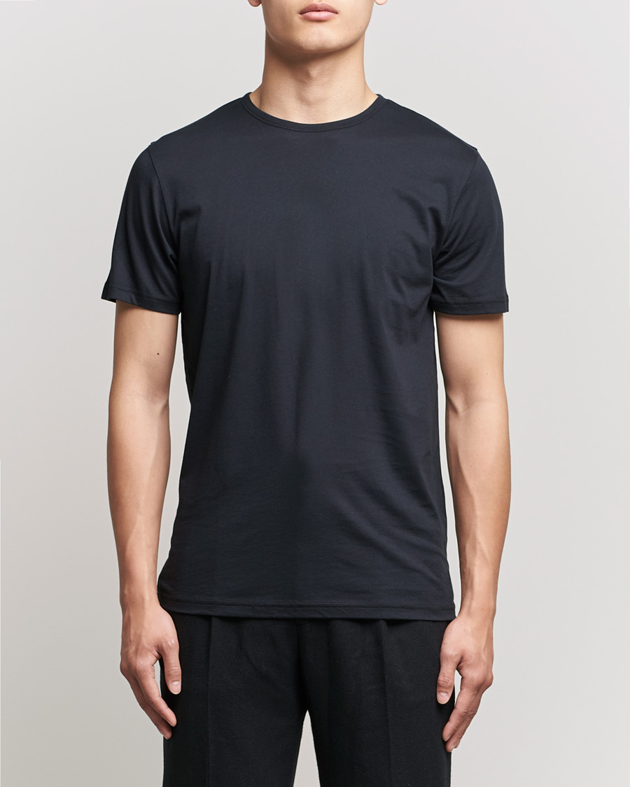 Hombres | Camisetas negras | Stenströms | Solid Cotton T-Shirt Black