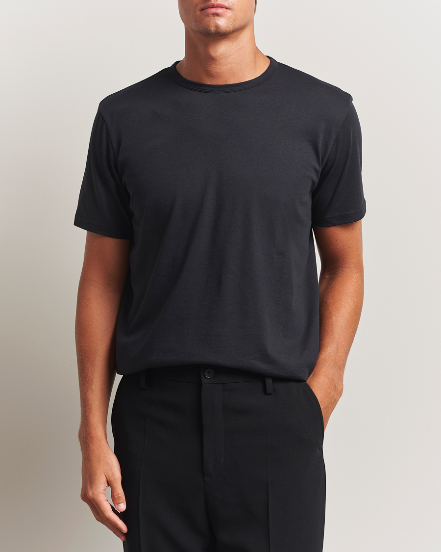 Hombres | Camisetas | Stenströms | Solid Cotton T-Shirt Black