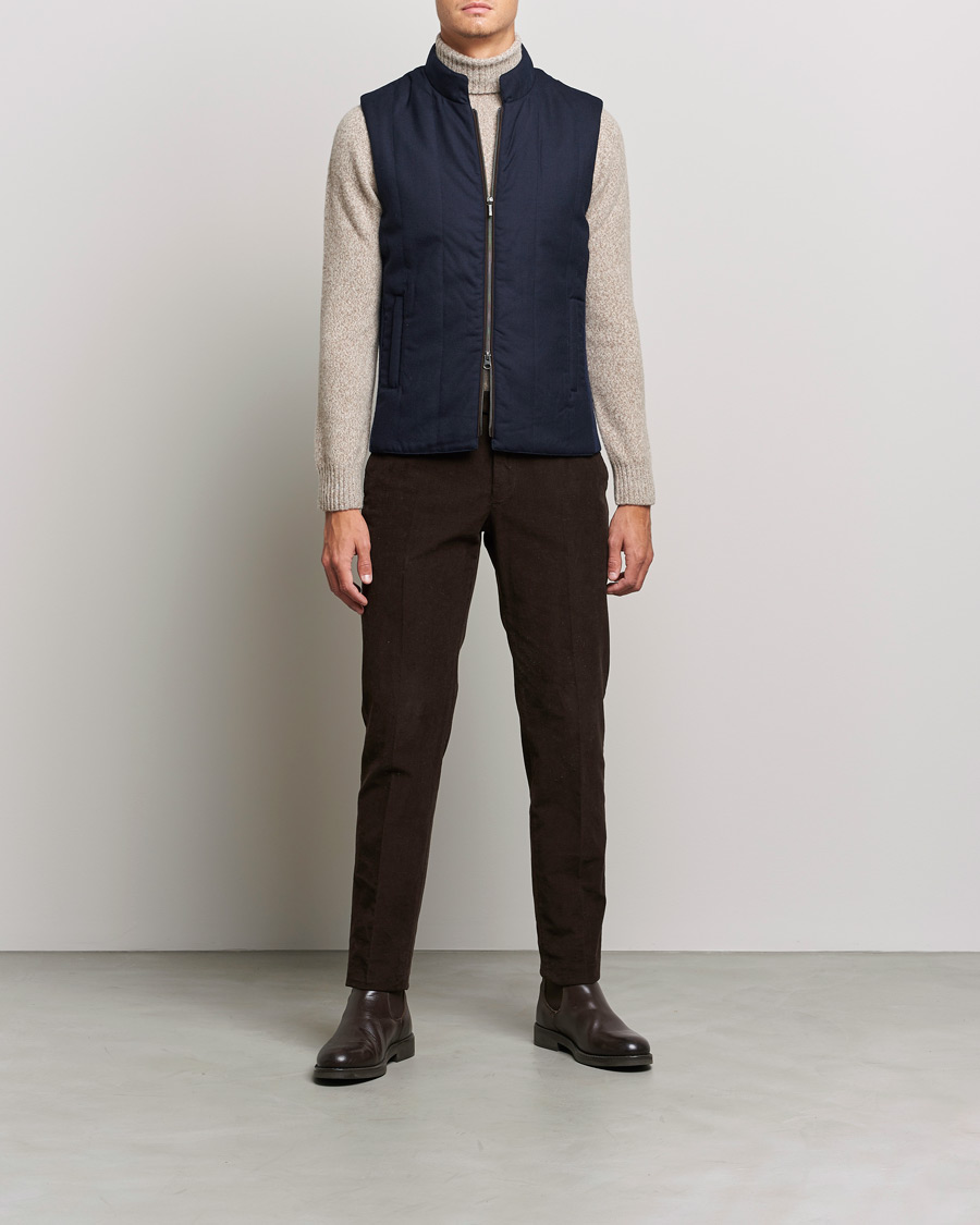 Hombres | Abrigos y chaquetas | Stenströms | Hybrid Flannel Vest Navy