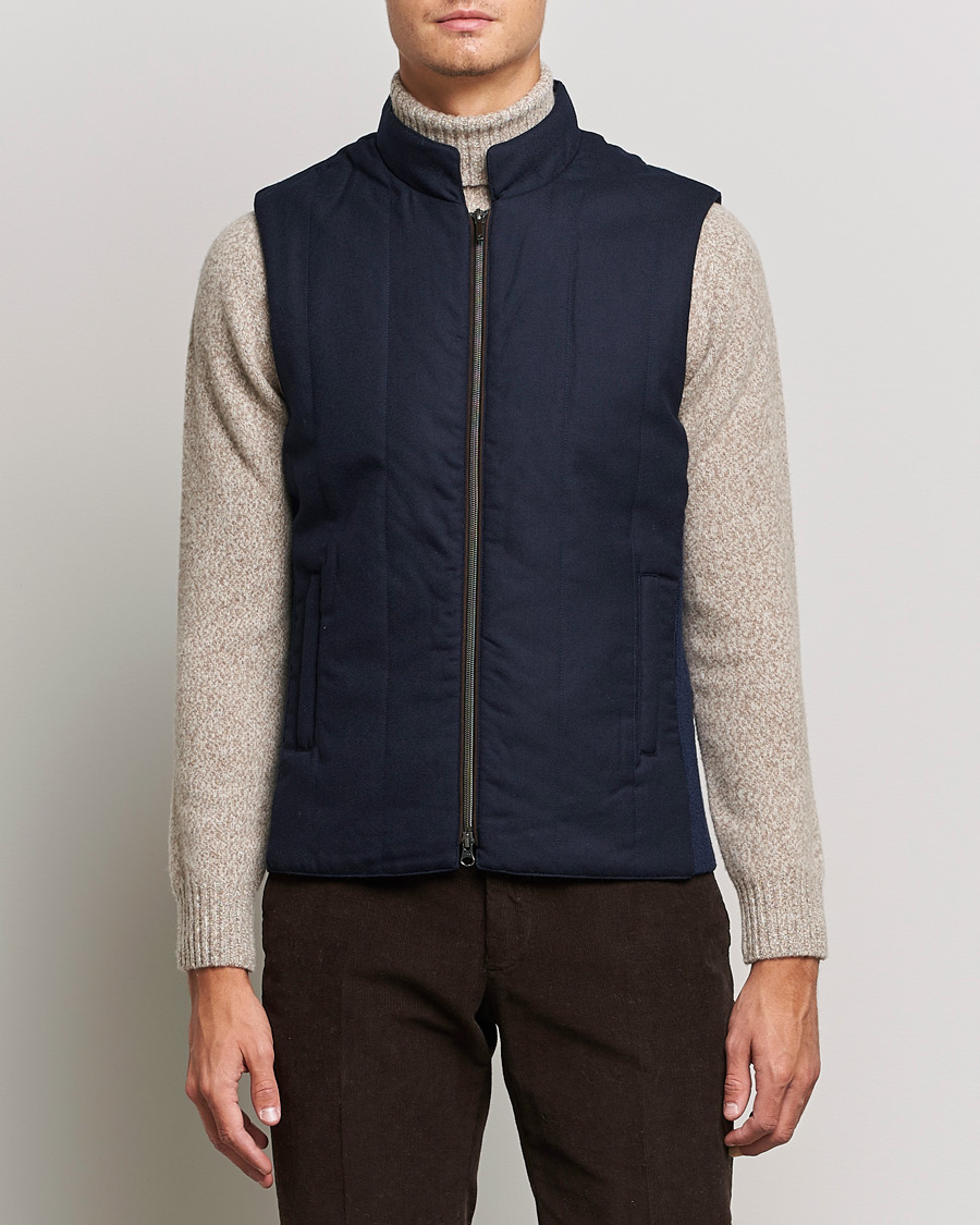 Hombres | Abrigos y chaquetas | Stenströms | Hybrid Flannel Vest Navy