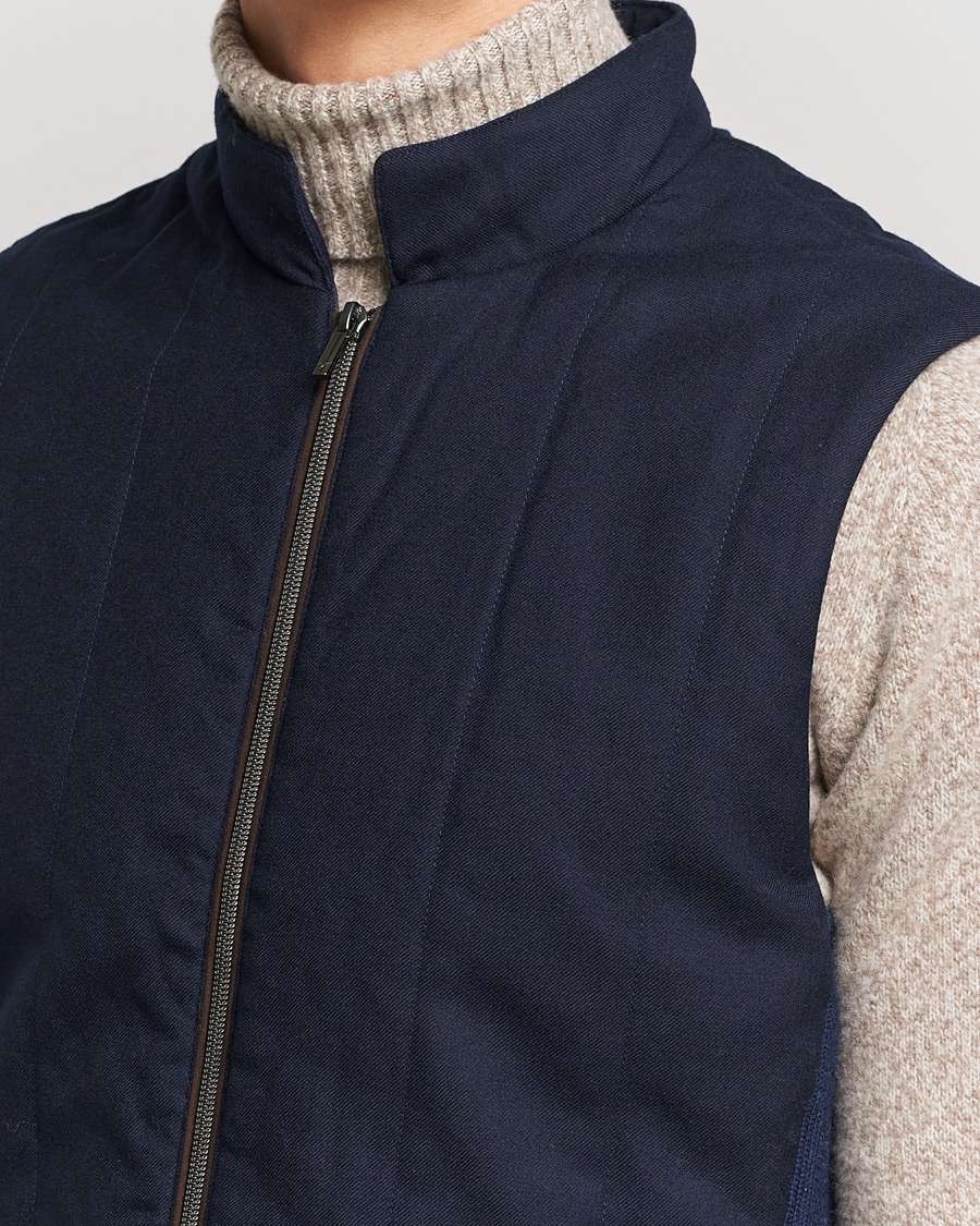 Hombres | Abrigos y chaquetas | Stenströms | Hybrid Flannel Vest Navy