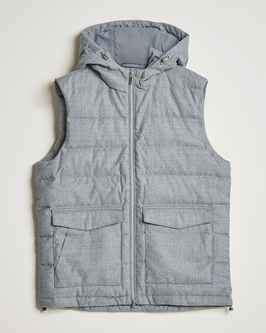 Hombres | Abrigos y chaquetas | Stenströms | Hooded Flannel Vest Grey