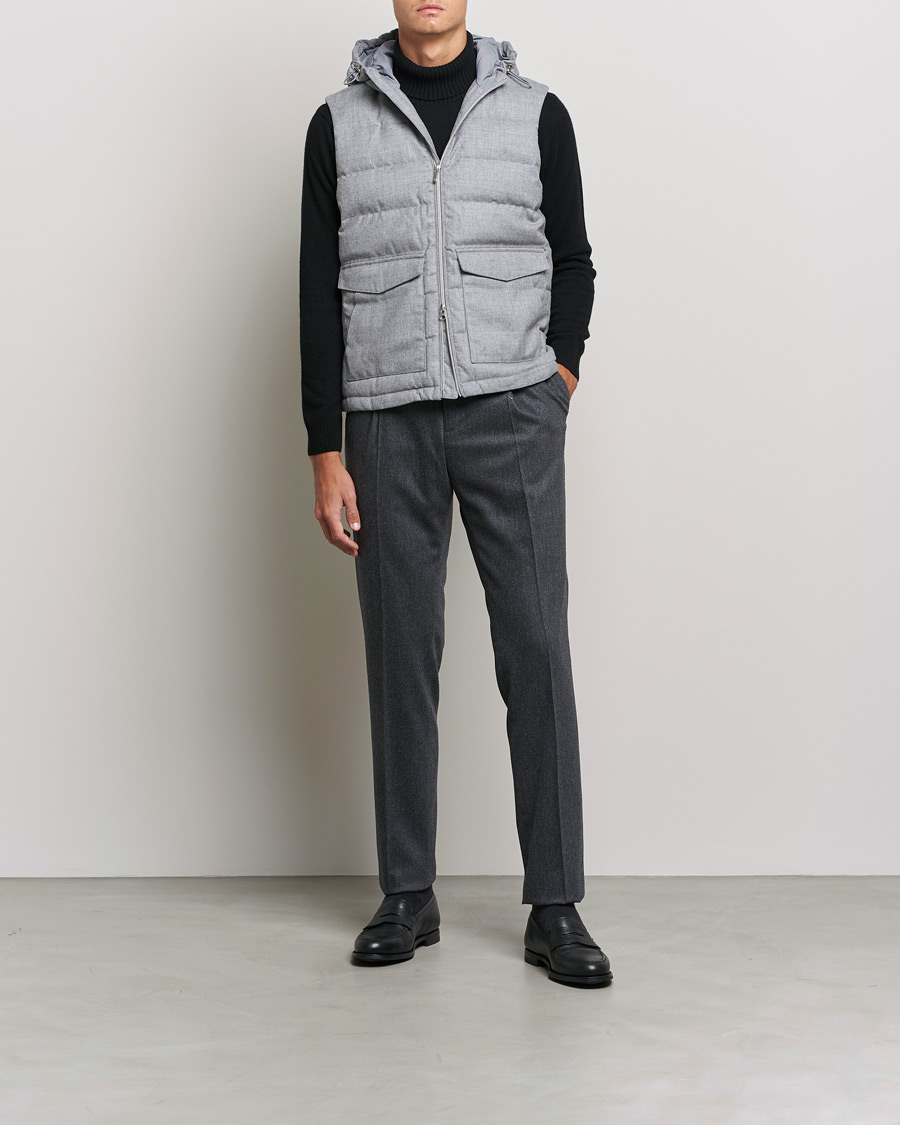 Hombres | Abrigos y chaquetas | Stenströms | Hooded Flannel Vest Grey