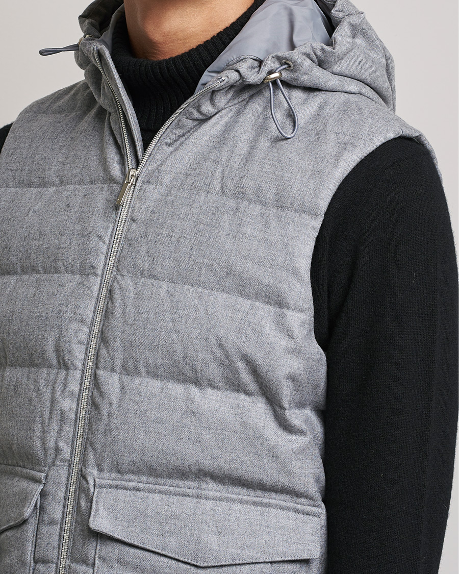 Hombres | Abrigos y chaquetas | Stenströms | Hooded Flannel Vest Grey