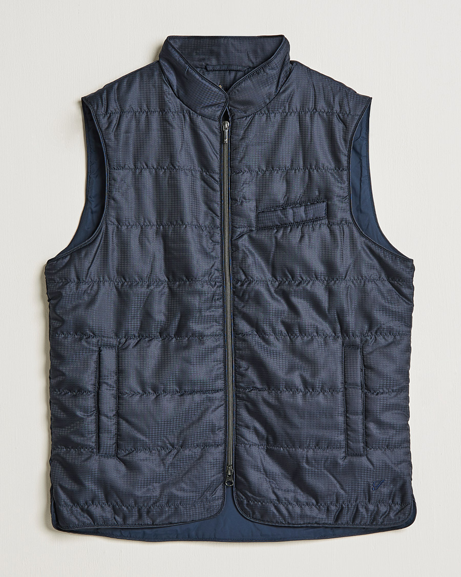 Hombres | Abrigos y chaquetas | Stenströms | Houndstooth Padded Nylon Vest Navy