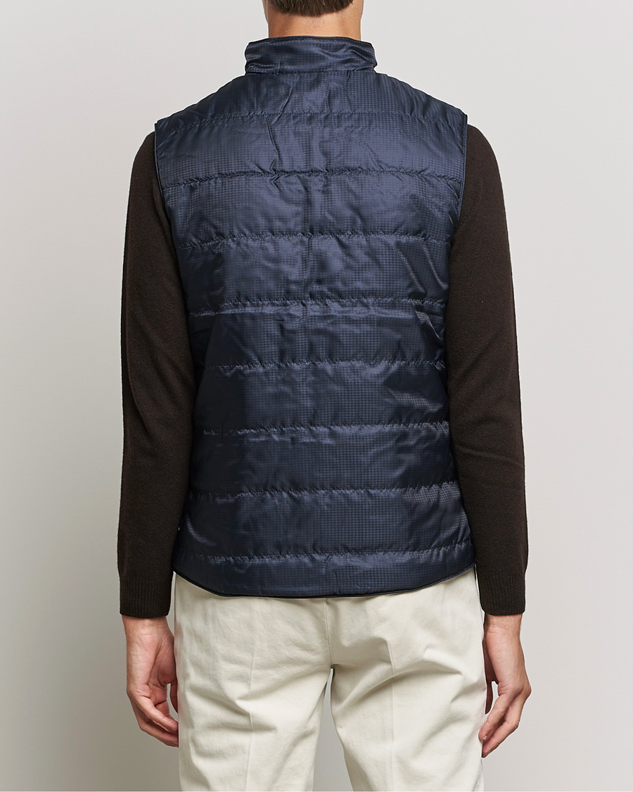 Hombres | Abrigos y chaquetas | Stenströms | Houndstooth Padded Nylon Vest Navy