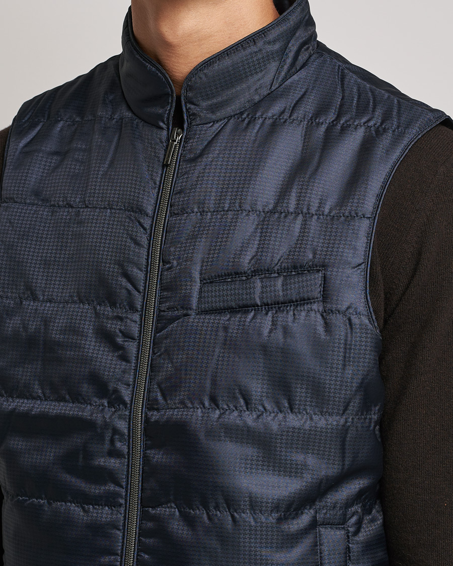 Hombres | Abrigos y chaquetas | Stenströms | Houndstooth Padded Nylon Vest Navy