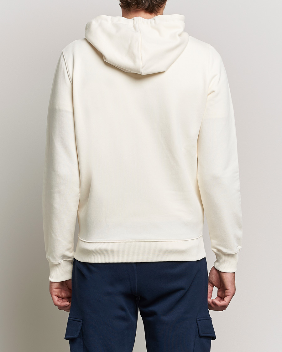 Hombres | Jerséis y prendas de punto | Stenströms | Cotton Jersey Full Zip Hoodie Creme White