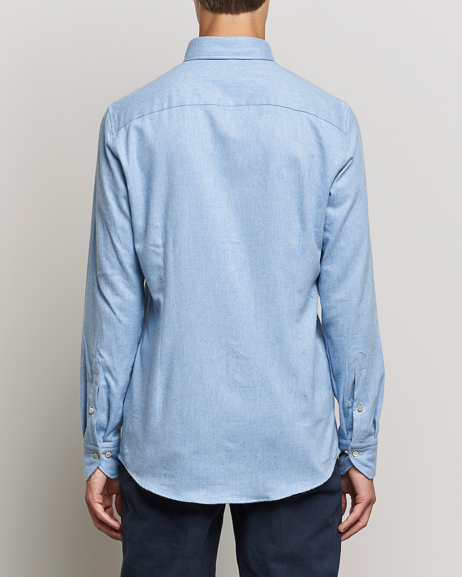 Hombres | Camisas | Stenströms | Slimline Flannel Shirt Light Blue